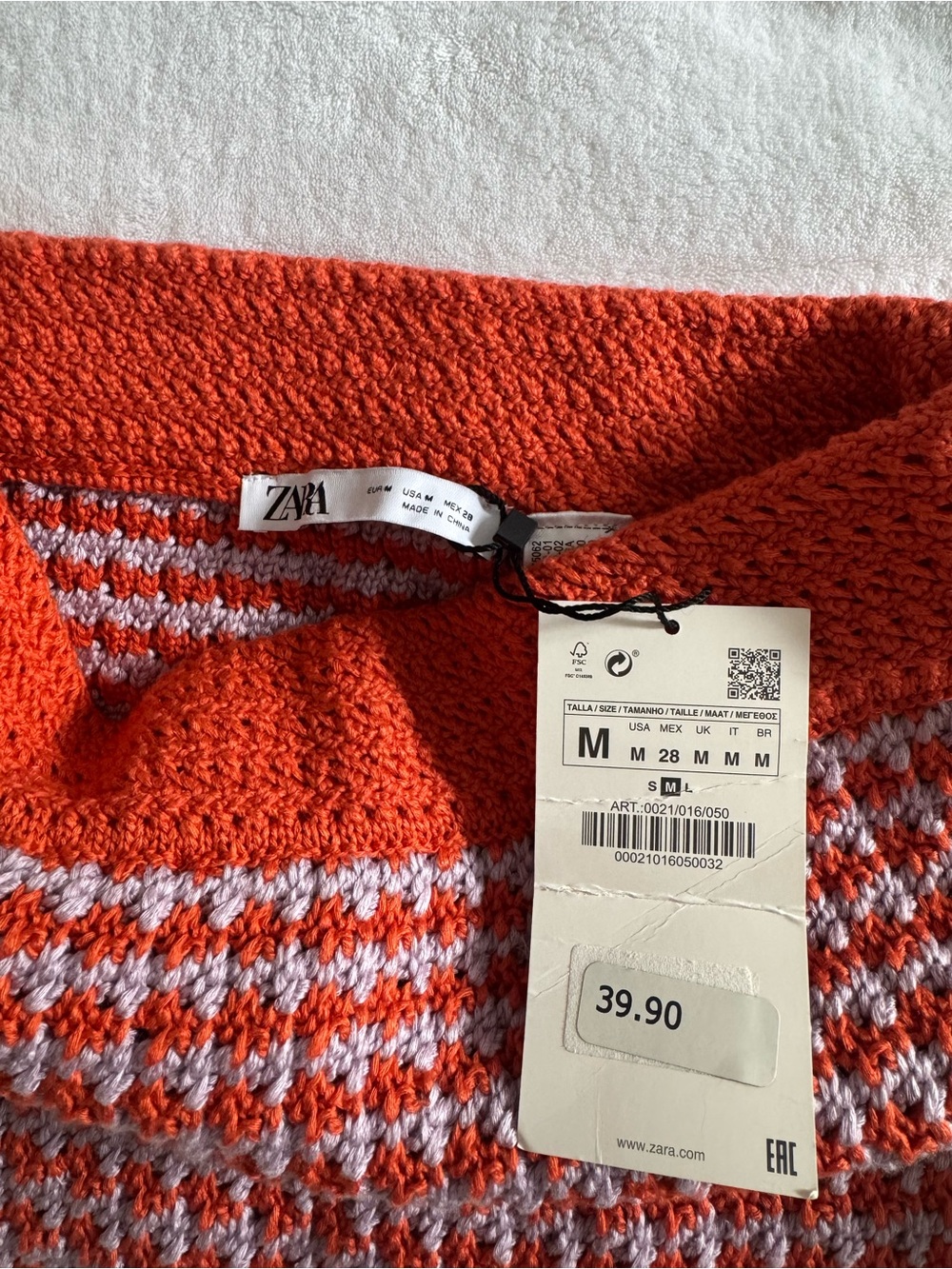 ZARA Orange and Light Purple Knit Mini Skirt - Picture 2 of 3